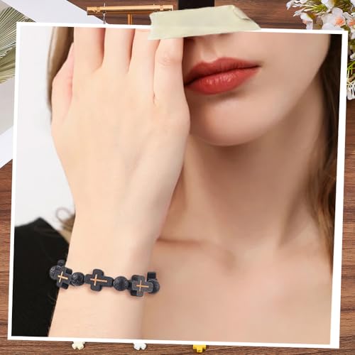 SUNNYCLUE 1 Box 80Pcs Wooden Cross Beads Cross Wood Beads Easter Charms Small Black Crucifix Charm Mini Crucifix Spacers for Jewelry Making DIY Rosary Earrings Necklace Bracelets Women Adults - color: Black