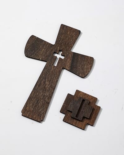 12 Inch 12 Pcs Wooden Crosses for Craft Unfinished Wood Tabletop Cross Nativity Wood Cross Standing Cross Centerpieces for Christmas Easter Church Sunday First Communion Baptism Decorations