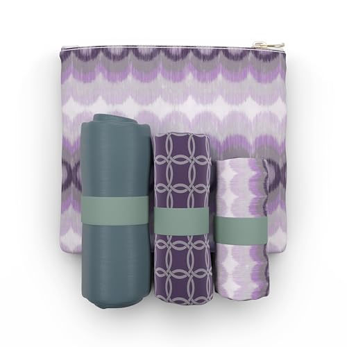 Pure Sage Reusable Grocery Bag - Stylish Shopping Bags for Groceries - Foldable Tote Bag - color: Purple