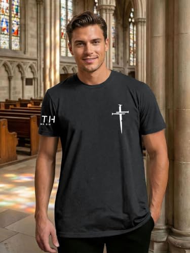 Christian Shirts for Men Religious Cross Shirt Faith Graphic Tees - color: Darkgrey1, size: X-Large