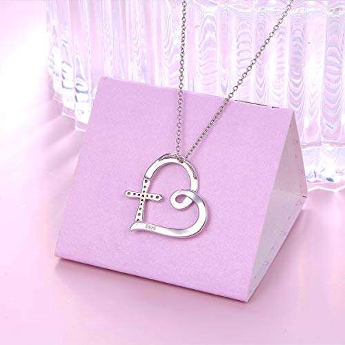 S925 Sterling Silver Christian Cross Heart Faith Bible Verse Necklace Rings - style: I can do all things through christ who strengthens me 1