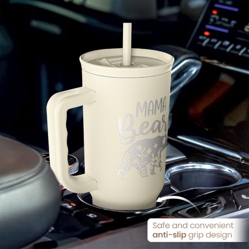 Mom Tumbler with Handle 40oz, Mama Bear Cup Stainless Steel Insulated Tumblers Coffee Travel Mug, Gifts for Moms from Daughter Son, Best Mother Gift for Christmas Birthday Mothers Day - color: Mom 3