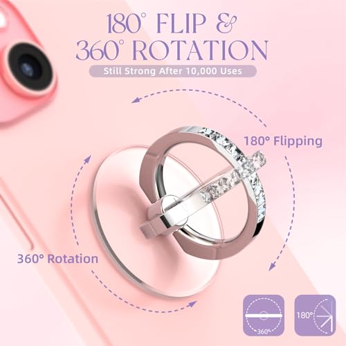 2 Pcs Jsoerpay Clear Phone Ring Holder with Diamond, Silver - color: 2 Silver Diamond