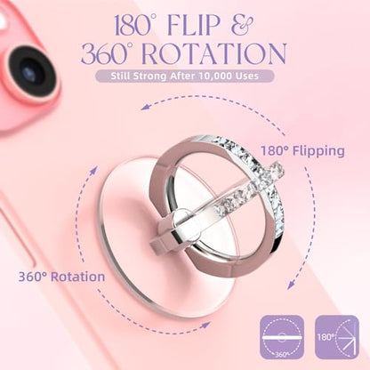 2 Pcs Jsoerpay Clear Phone Ring Holder with Diamond, Silver - color: 2 Silver Diamond