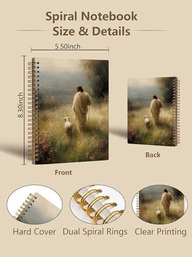 Christian Jesus Leaves The 99 Notebook, Christian Gifts, Bible Prayer Journal for Women, Jesus and The Lost Sheep Religious Hardcover Notebook Journal for Work Study 5.5x8.3 in - color: Jesus
