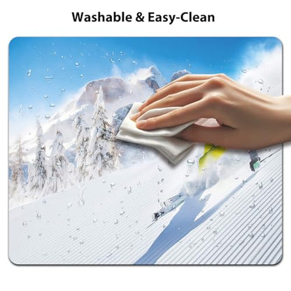 Skier Skiing Downhill Mouse Pad, Extreme Winter Mountains Sports Desk Mat - color: Cute Colorful Art Rec33