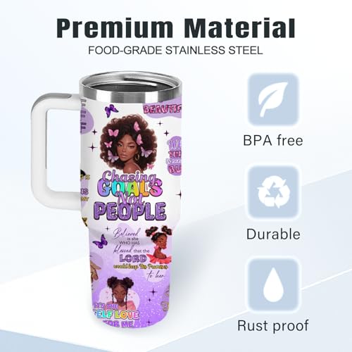 Christian Gifts for Women 40oz Tumbler - Insulated Travel Mug with Handle (Black Girl1, 40 Ounces) - color: Black Girl1