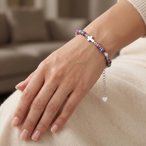 Cross Bracelet for Women Girls, Christian Gifts for Daughter Granddaughter Sister In Christ Friend Niece, Baptism Confirmation First Communion Gifts for Girls - color: Baptism