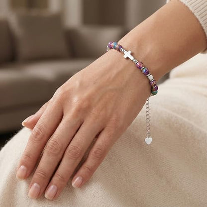 Cross Bracelet for Women Girls, Christian Gifts for Daughter Granddaughter Sister In Christ Friend Niece, Baptism Confirmation First Communion Gifts for Girls - color: Baptism