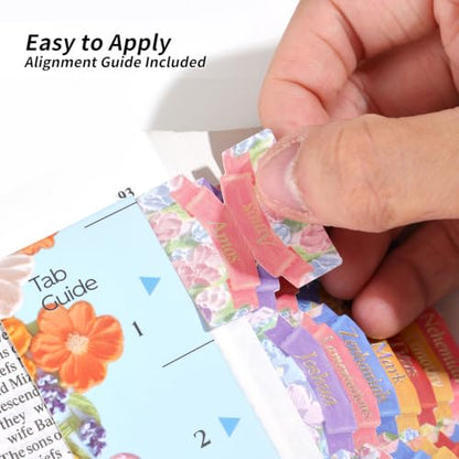 Bible Tabs for Women, 66 Large Print Laminated Bibles Chapters Index Tabs and 39 Blank Dividers Sticky Labels, Painted Flowers Bible Study Supplies, Journaling Accessories, Christian Gifts for Men - style: Painted Flowers