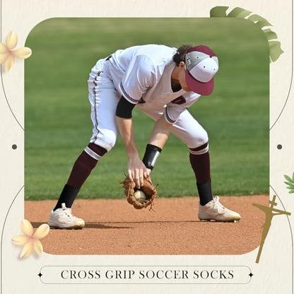 Glitopper Men's Cross Grip Soccer Socks Christian - color: Black, style: Proverbs 3:5