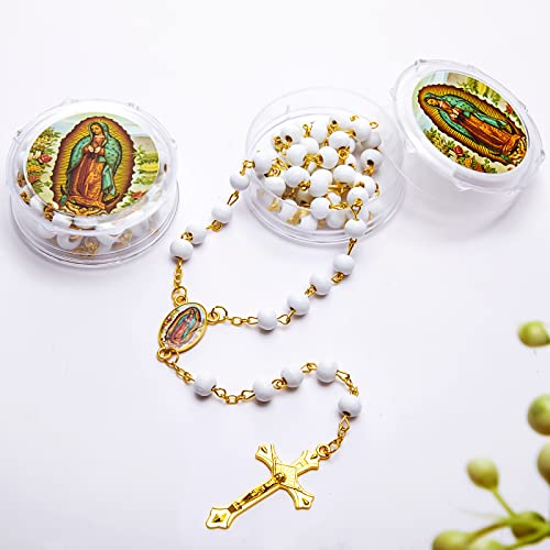 Jadive Scented Lady of Guadalupe Rosary Beads Bulk - color: White, Gold