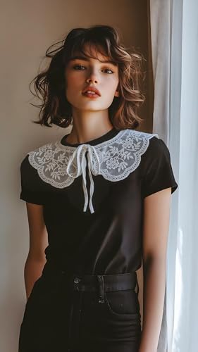 White Lace Detachable Fake Collar for Women Summer Dresse and Shirt - style: Orchid