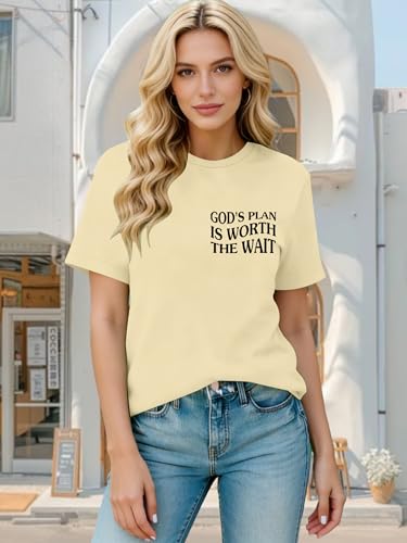 Womens Christian Shirts Funny Bible Verse Graphic T-Shirts Religious Faith Inspirational Short Sleeve Tee Tops - color: Abeige1, size: XX-Large