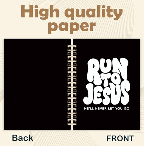 Black and White Christian Spiral Notebook, Run to Jesus Bible Verse Journal, Religious Scripture Journals for Writing, Bible Notebooks for Note Taking, Church Notes Journal, 5.5x8.3 Inch - color: God-Black and White