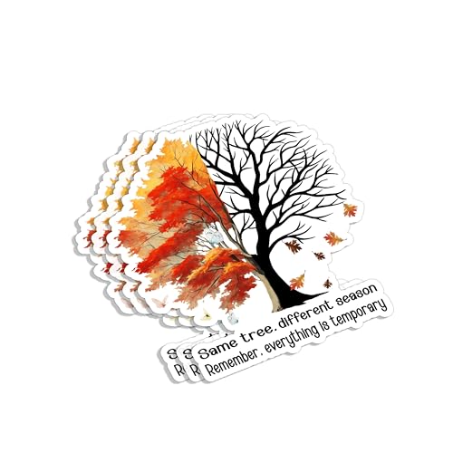 (3pcs) Same Tree Different Season Remember Everything is Temporary Sticker Funny Sayings Motivational Quotes Inspirational Vinyl Decal for Tumbler Laptop Water Bottles Books Phone -Size 3x2.9