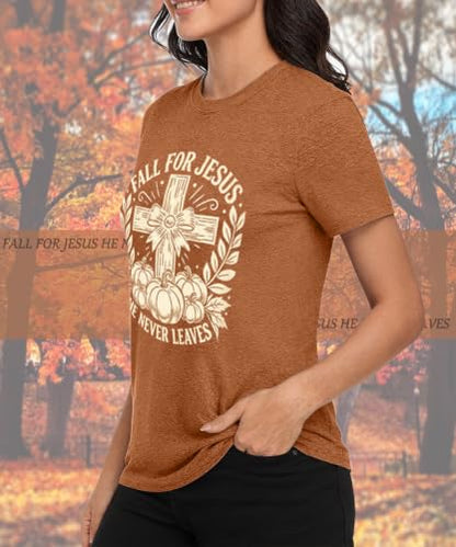 Womens Jesus Graphic Tee Bible Verse Shirts Christian Religious T Shirt Top - color: Burnt Orange-fall 1, size: Small