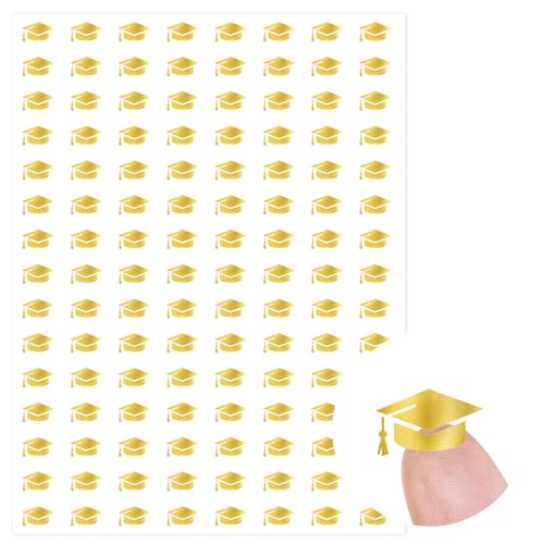 JarThenaAMCS 2400 Pcs Graduation Cap Mini Stickers Gold Foil 2026 Grad Hat Self-Adhesive Sticker Decals for Planner Reward Envelope Greeting Cards Scrapbook DIY School Party Supplies, 0.5 Inch - style: Graduation Cap