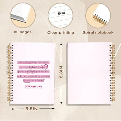 Pink Preppy Christian Spiral Notebook Journal, Jeremiah 29:11 Bible Prayer Journal for Women, Christian Gifts for Women, Religious Scripture Notebook, 5.5x8.3 Inch - color: 02-bible Prayer Jeremiah 29:11