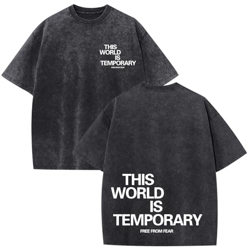 Wrenpies Christian Bible Verse Shirts for Men Jesus Faith God Religious Tshirt Vintage Oversized Graphic Acid Wash Tees Tops - color: Black, size: Small