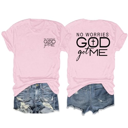 Christian Shirts for Women God Jesus Faith Shirt God Got Me Religious Tshirts Bible Verse Cross Graphic Tees Tops - color: Pink, size: Medium