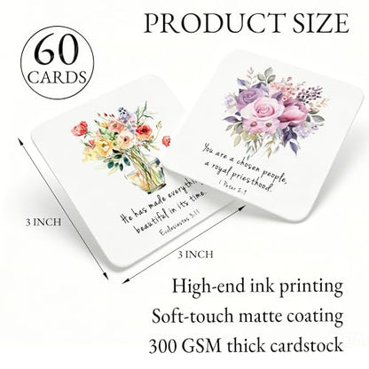 Floral Bible Verse Cards, 60 Mini Prayer Cards for Women - color: Floral
