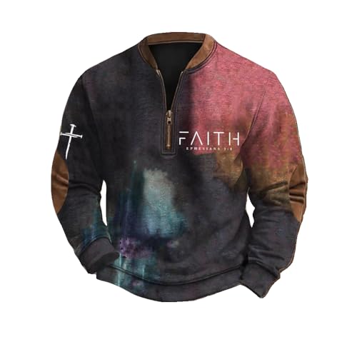 Men's Faith Print Casual T-Shirt Faith Ephesians 2 8 Pullover - color: Dark, size: Large
