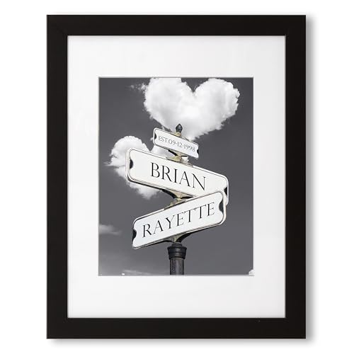 A&T ARTWORK Heart and Heart Street Sign Photo Prints Gift,includes Names and the Date Unique Gift for the Anniversary.14x11 inches with Mat UNFRAMED - color: Street Sign 02, size: 11x14"