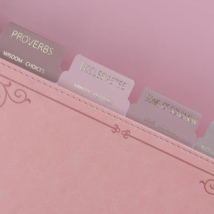 UPAFEXXI-Bible Tabs with Book Summaries, 3D Gold Foil Embossed Lettering - color: Earth Tone