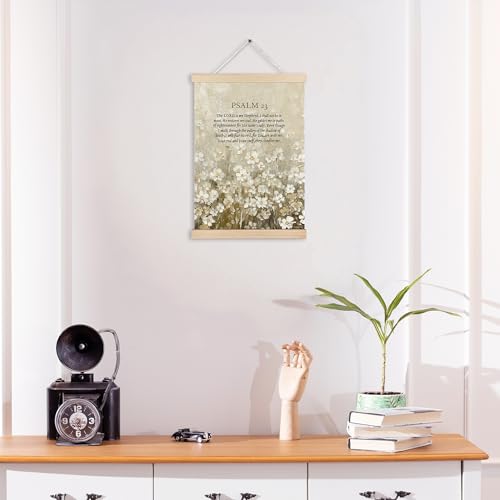 MKIJUHB Floral Christian Psalm 23 Wall Art Decor, The Lord Is My Shepherd Bible Verse Religious Framed Hanging Canvas Prints for Church Prayer Room Home Living Room Wall Decorations, 12x16 Inch - color: Christian Canvas wall art decor 12