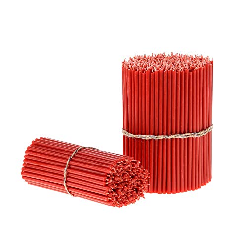 Danilovo Thin Taper Beeswax Candles - Honey-Scented, Decorative Candles Ideal for Birthday Decoration or Church Prayers - Red Drip Free, Tall & Smokeless Pack of 50 pcs, 6.5 x 0.2 inch - size: 6.5 in
