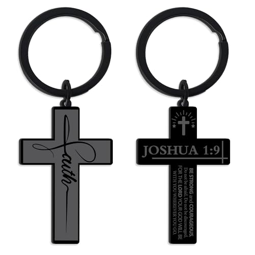 Bozidol Inspirational Bible Verse Cross Keychains, Religious Christian Birthday Baptism Graduation Gifts for Men Boys Teens - color: Faith
