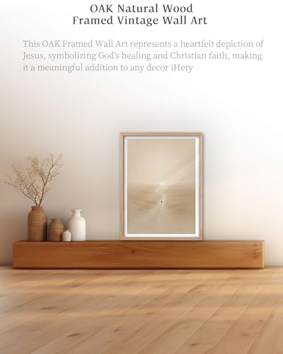 iHery 12x16in Light in the Distance Framed Christian Wall Art - color: OAK Framed Distance, size: 16"L x 12"W