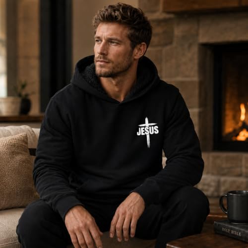 Jesus Sweatshirt For Men The Way The Truth The Life Christian Faith Hoodie - color: Black3, size: Small