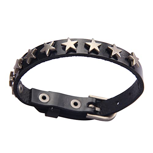 GelConnie Punk Leather Cuff Bracelet Adjustable Straps Wrap Bracelets Arm Armor Cuff Gothic Leather Wristbands for Men, Women - color: Black Leather Bracelet