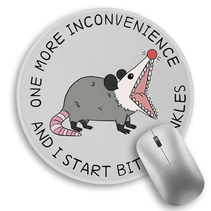 Funny Work Mouse Pad, Small Round Mousepad for Desk, Laptop - color: Funny Opossum