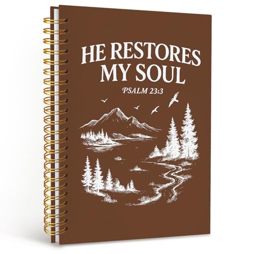 CFFJLHN Christian He Restores My Soul Spiral Notebook, Religious Psalm 23 2 Journaling Notebooks, Faith Bible Verse Spiral Journal, Christian Office School for Women Men, 5.5x8.3 Inch - color: 7