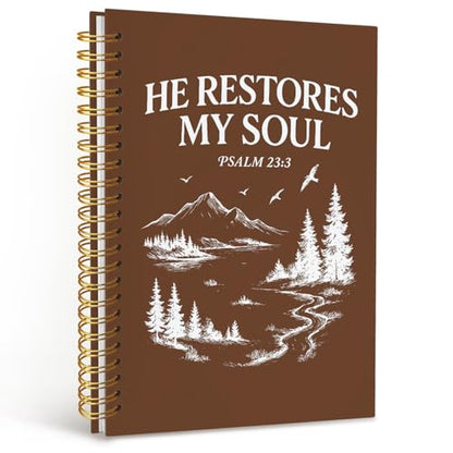 CFFJLHN Christian He Restores My Soul Spiral Notebook, Religious Psalm 23 2 Journaling Notebooks, Faith Bible Verse Spiral Journal, Christian Office School for Women Men, 5.5x8.3 Inch - color: 7