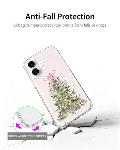 Coquette Christmas Tree Pink Bow Phone Case Compatible with iPhone 17, Winter Festive Phone Cover for iPhone 17 - color: Christmas Tree