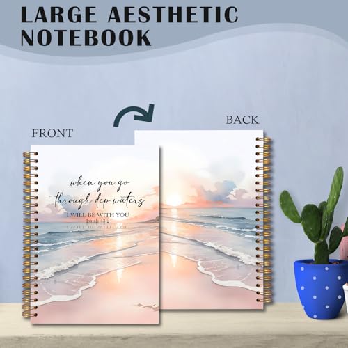 Coastal Christian Spiral Notebooks, Isaiah 43:2 Bible Journal, Scripture Journals for Writing, Christian Gifts for Women Men, Religious Notebook for Note Taking, 5.5x8.3 Inch - color: white Bible Notebook-6