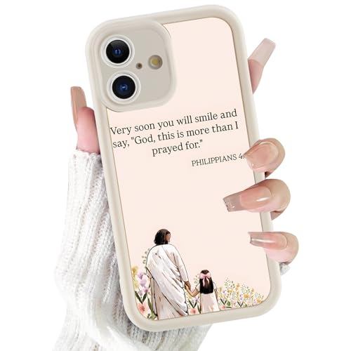 for iPhone 16 6.1'' Cute Jesus Girl Phone Case - color: White- Jesus Prayed For, size: iPhone 16