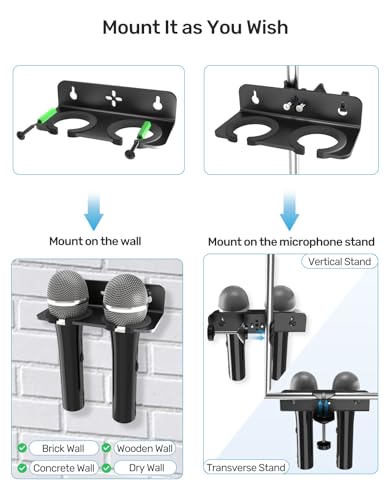 Multi Microphone Holder with Clamp + Universal Microphone Clip Holder