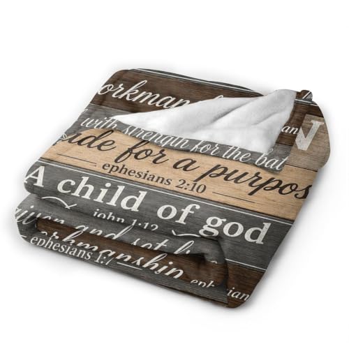 Man of God Blanket for Men, Christian Faith Gift, Bible Verse Throw - color: Rustic Wood