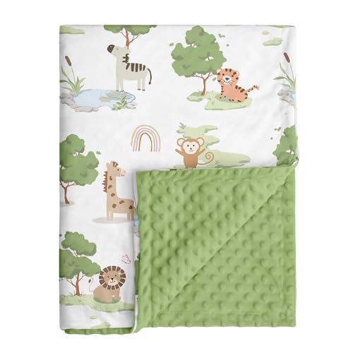 Fleece Baby Blankets for Girls & Boys, Infant Toddler Blanket - color: Green Animals