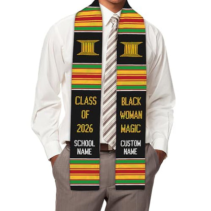 MDPrints Global Kente Graduation Sash 2026, Black Girl Magic Graduation Sash 2026, Class of 2026 Graduation Gift - color: Qh121 Q3