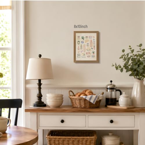 Dynazo Wood Framed French Kitchen Wall Art, Paris Bistro Food and Drink Poster Print, Vintage French Market Wall Decor, Colorful Farmhouse Culinary Illustration for Dining Room Kitchen 8x10 Inch - color: Drink, size: 10"L x 8"W