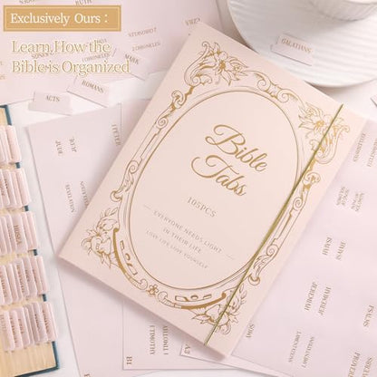 Laminated Bible Tabs for Women Men, Creamy, Gold Foil Embossed Lettering - style: Gold Foil Creamy