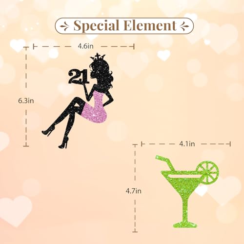 Martini 21st Birthday Cake Topper, Setting Girl 21 Cake Decor, Black Glitter A Tini Bit Older Cake Topper for Women, Margarita Cocktail 21st Birthday/Anniversry Party Decoration - style: Martini 21