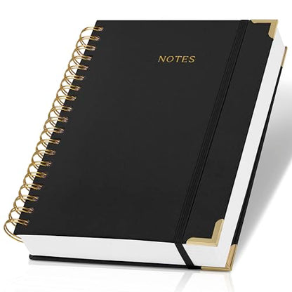 Aesthetic Thick Spiral Notebook Journal For Women in B5 - Linen Hardcover - color: Black, size: B5