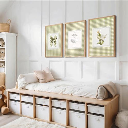 FKRYTYB Sage Green Bow Duck Themed Childrens Room Wall Art Unframed12x16in - color: Duck, size: 16L"X12W"Poster